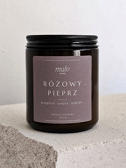 świeczniki i świece Świeca sojowa zapachowa Różowy Pieprz 220 g