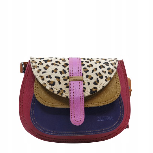 torby na ramię Torebka damska na ramię skórzana pojemna kolorowa ze skrawków eko OLIVKA