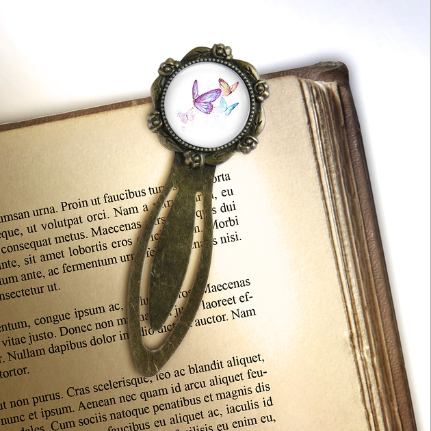 zakładki do książek Zakładka do książki - Motyle - klips, brąz