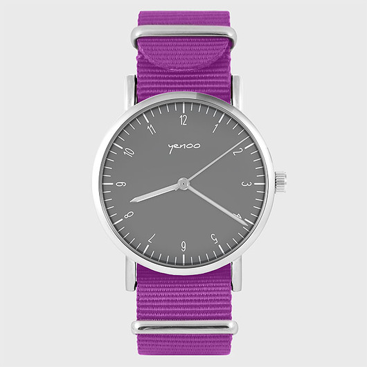 zegarki damskie Zegarek - Simple elegance, szary - amarant, nato