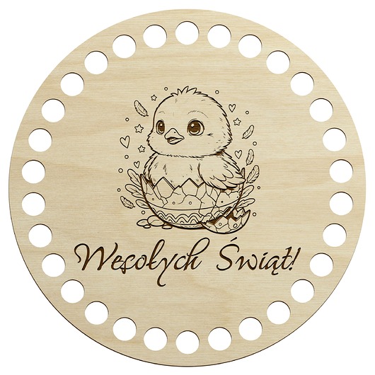 ozdoby wielkanocne Baza DNO Koszyka Wielkanocnego Okrągła 15cm Drewniana Makrama Szydełkowanie