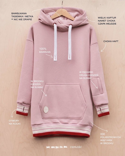 bluza LAZY KANGAROO DUSTY ROSE oversize CHOKA