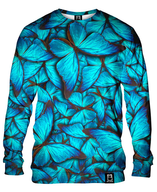 bluzy męskie Bluza Bez Kaptura Męska DR.CROW Motyle Blue
