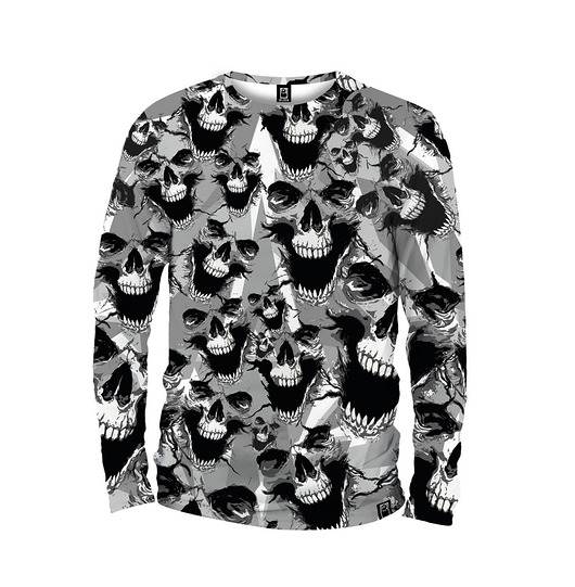 bluzy męskie Koszulka Longsleeve Męska DR.CROW Skull Grey