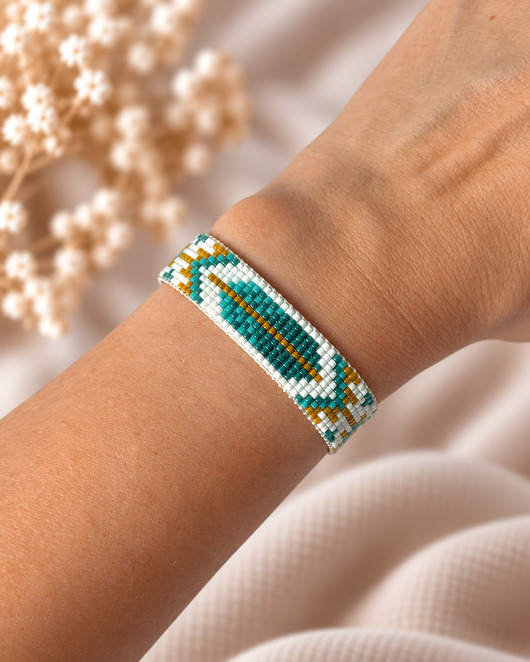 bransoletki - inne Bransoletka FEATHER - boho - koraliki Miyuki