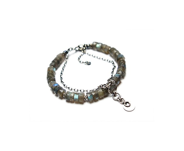 bransoletki wire wrapping Labradorytowe krążki vol. 2 -  bransoletka