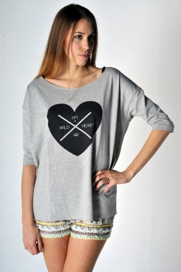 WILD HEART 3/4 SLEEVE mint-and-pepper