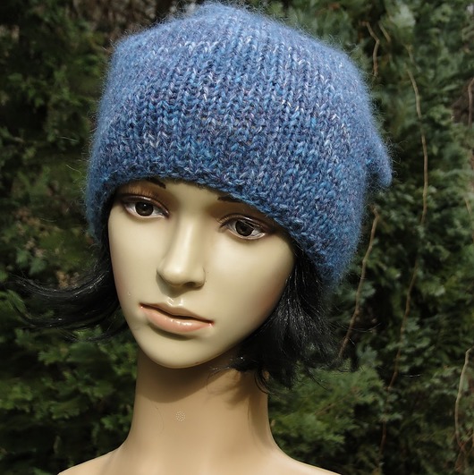 blue silk / czapka agat handmade