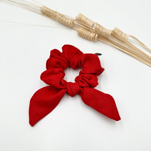 gumki do włosów Scrunchie/frotka bow Len czerwień