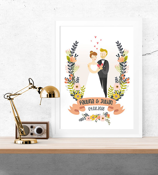 Ślub - inne Ilustracja młodej pary - Ślub - Wesele