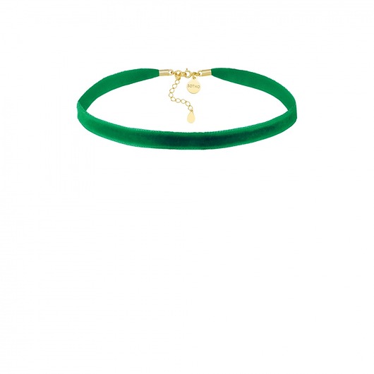 Zielony aksamitny choker z regulowanym zapięciem SOTHO
