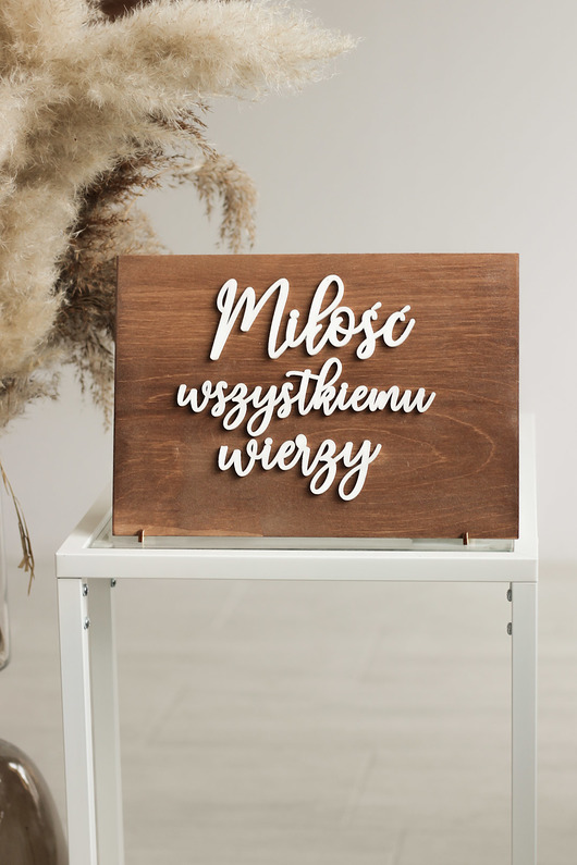 Ślub - inne Hymn o miłości - drewniane tabliczki - boho A3