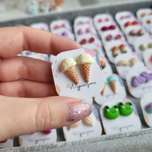kolczyki z masy plastycznej Kolczyki sztyfty lody śmietankowe
