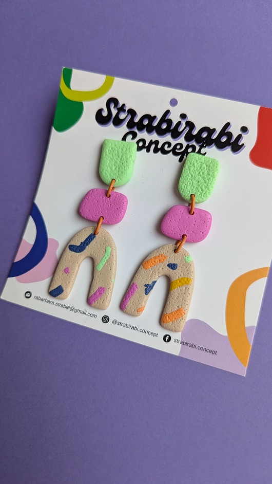 kolczyki z masy plastycznej Kolczyki wiszące konfetti