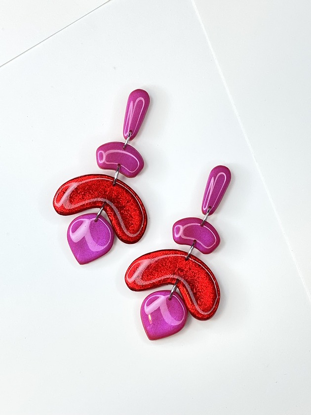 kolczyki z masy plastycznej Kolorowe wiszące kolczyki BEA
