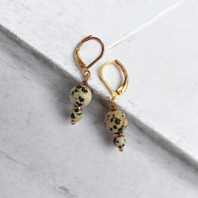 kolczyki z kamieniami Jaspis dalmatyński : kolczyki krótkie