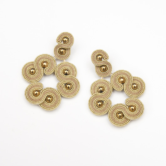 kolczyki soutache Kolczyki duże - złote, barokowe