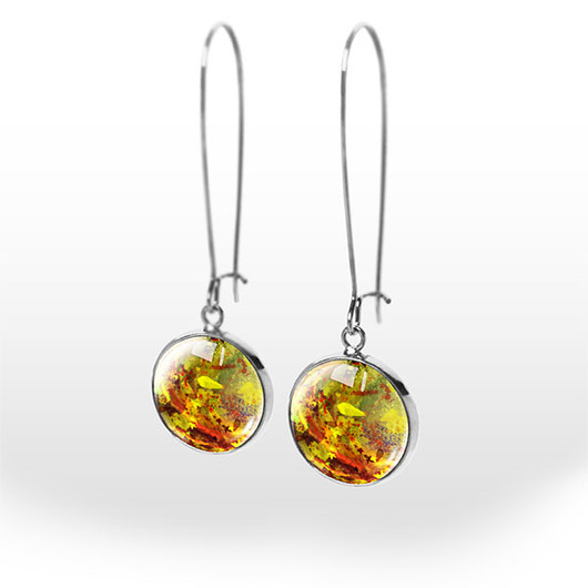 kolczyki szklane Kolczyki - Liście -  wiszące