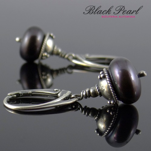 Czarne Perły z Bali - kolczyki Black Pearl