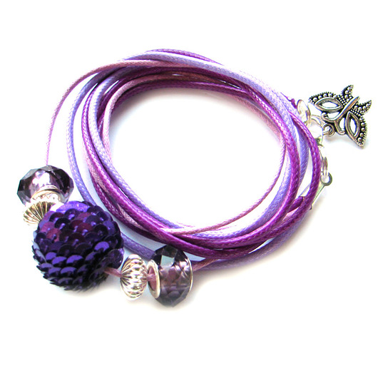 bransoletki na sznurku violet disco