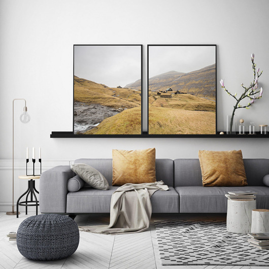 DWA PLAKATY Highlands jesienny krajobraz Szkocja black dot studio