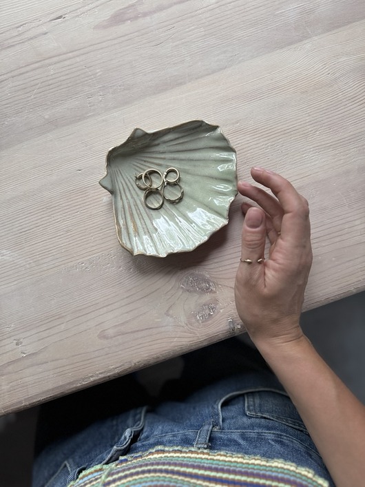 pojemniki na biżuterię Podstawka na Biżuterię Palo Santo Ceramiczna Muszelka Pastelowa  Zieleń