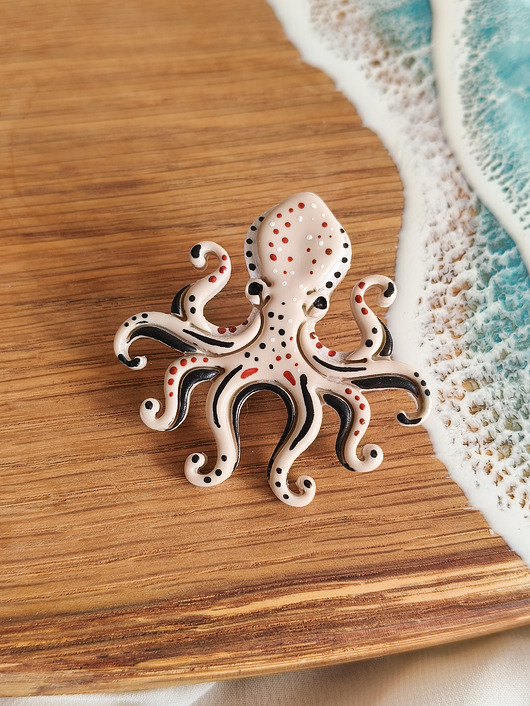 przypinki Pin z ośmiornicą, broszka w kształcie ośmiornicy, morskie zwierzęta, boho