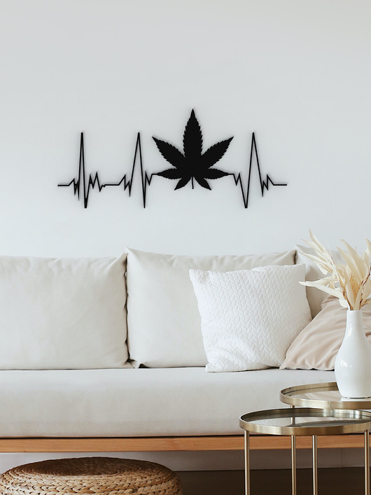 Ozdoby na ścianę Liść Marihuany- dekoracja Marihuana- geometryczna dekoracja na ścianę