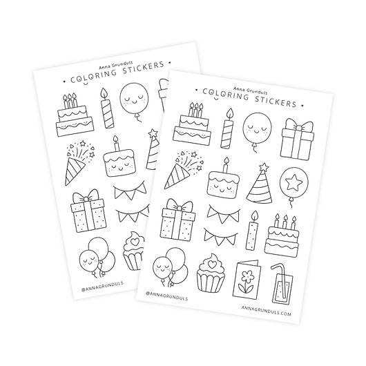 naklejki dla dzieci Naklejki do Kolorowania Urodziny Happy Birthday 1 Arkusz