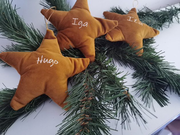 ozdoby choinkowe Bombka szmaciana personalizowana - gwiazdka (różne kolory)