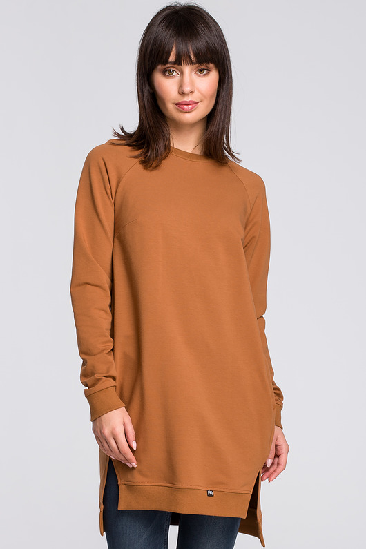 Bluza - tunika z rozcięciami- karmelowa(B-101) Be