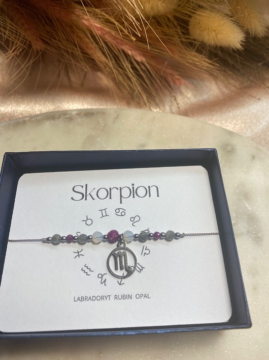 bransoletki na sznurku Bransoletka na jedwabnej nici kamienie naturalne Zodiak  Skorpion