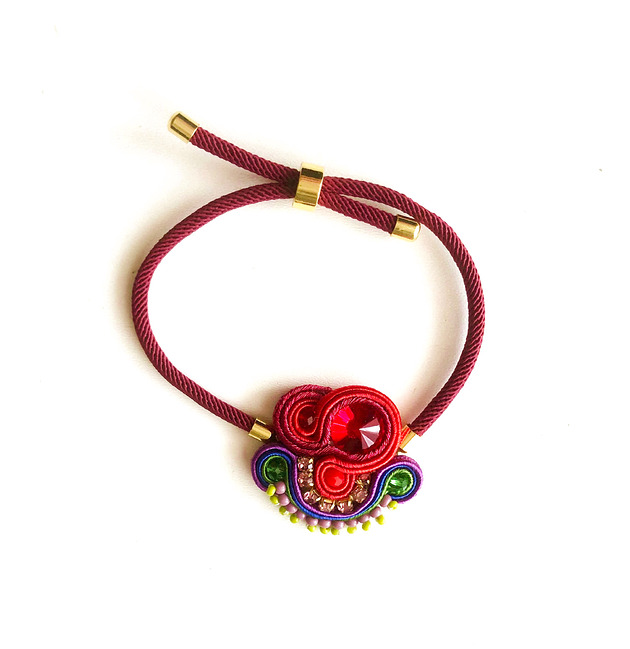 bransoletki soutache Elegancka sutaszowa bransoletka RED