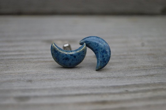 Ceramiczne kolczyki "Blue moon" Gliniana Koniczynka