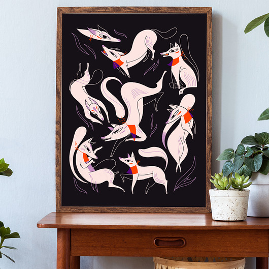 grafiki i ilustracje Plakat Kitsune