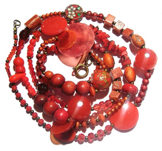 red red red  - naszyj sznur misz-masz! (120 cm) Love Life and Forest