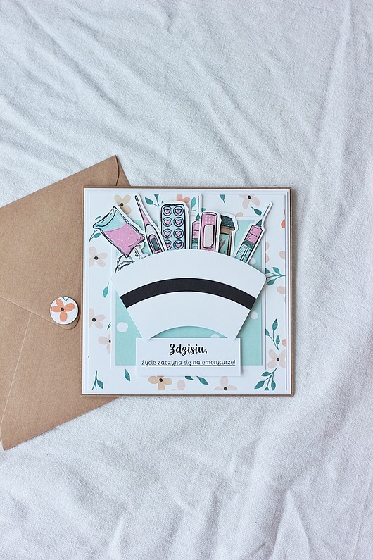 kartki scrapbooking Kartka dla pielęgniarki. Z okazji przejścia na emeryturę