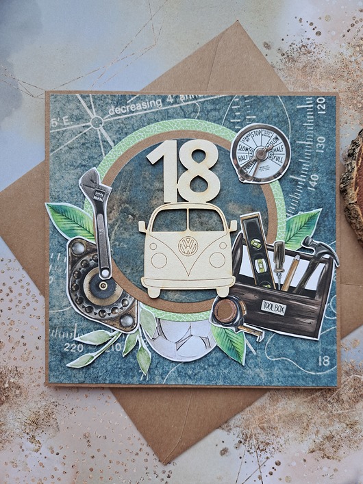 kartki scrapbooking Kartka na 18-stkę dla chłopaka