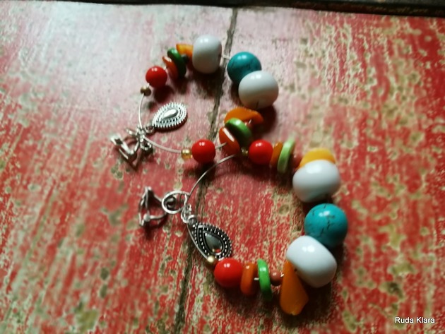 klipsy  boho duże etno folk kolorowe ruda klara