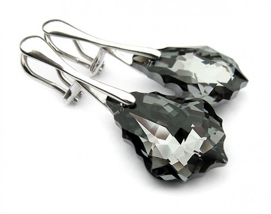 Eleganckie grafitowe klipsy kryształ Swarovski Night Life Marisella