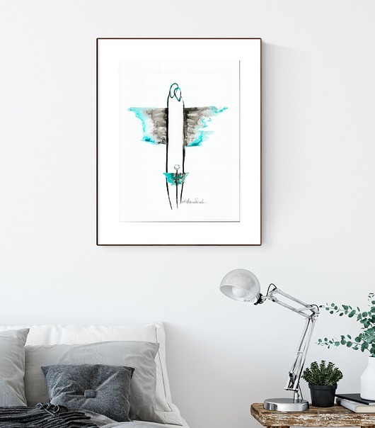 grafika A4 malowana ręcznie, minimalizm, Krystyna Siwek Art