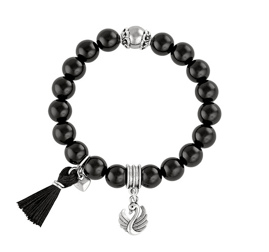 Tassel - black jade + swan. Lavoga