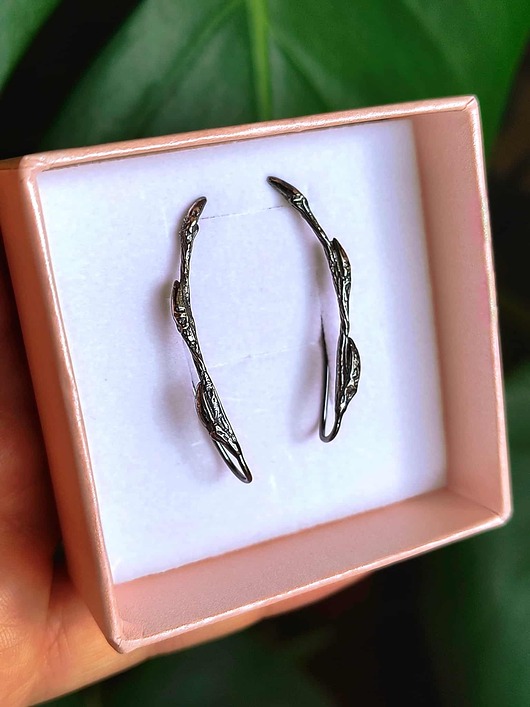 nausznice Komplet Kolczyki- nausznice Gałązki Black