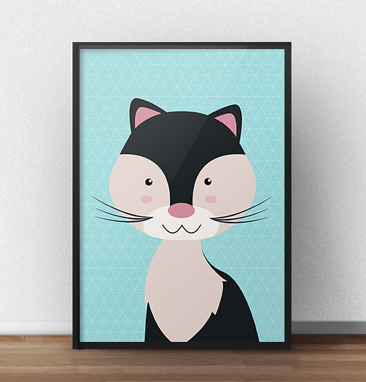 Plakat dla dzieci ze scandi kotem - 30x40 scandiposter