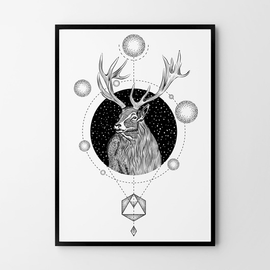 Plakat Geometryczny jeleń - różne formaty HOG STUDIO