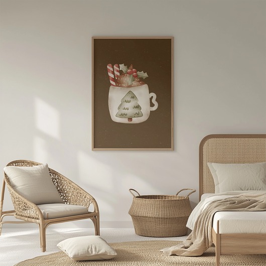 plakaty Plakat Swiąteczny Kubek na ścianę A3 Minimalistyczny Plakat nowoczesny