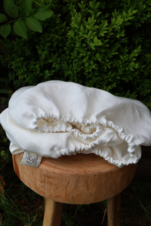 kocyki, kołderki, pościel dla dzieci Prześcieradło konopne z gumką do łóżeczka 60x120 Ivory CannBoo