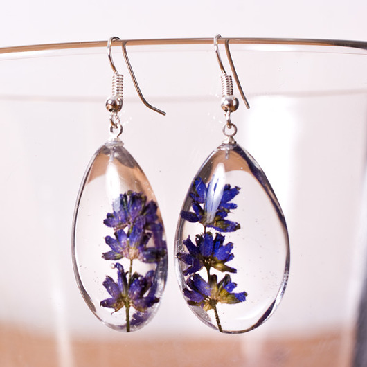 Kolczyki z lawendą - żywica, srebro So Jewelry