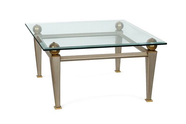 stoliki kawowe Stolik kawowy Art Deco z metalu, mosiądzu i szkła 