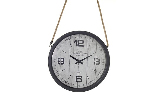 Metalowy zegar wiszący UNION TOWN H 84 cm szary  amdecor